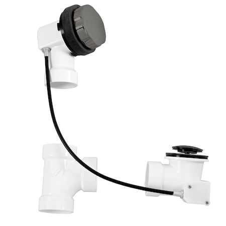 Westbrass 27" PVC Fitting Cable Drive Bathtub Pop-Up Drain Kit with Rotary Overflow Knob, Oil Rubbed Bronze D50P27-12